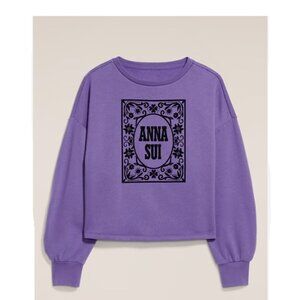 Old Navy x Anna Sui Crew Neck Graphic Fleece Sweatshirt Royal Crocus Purple M